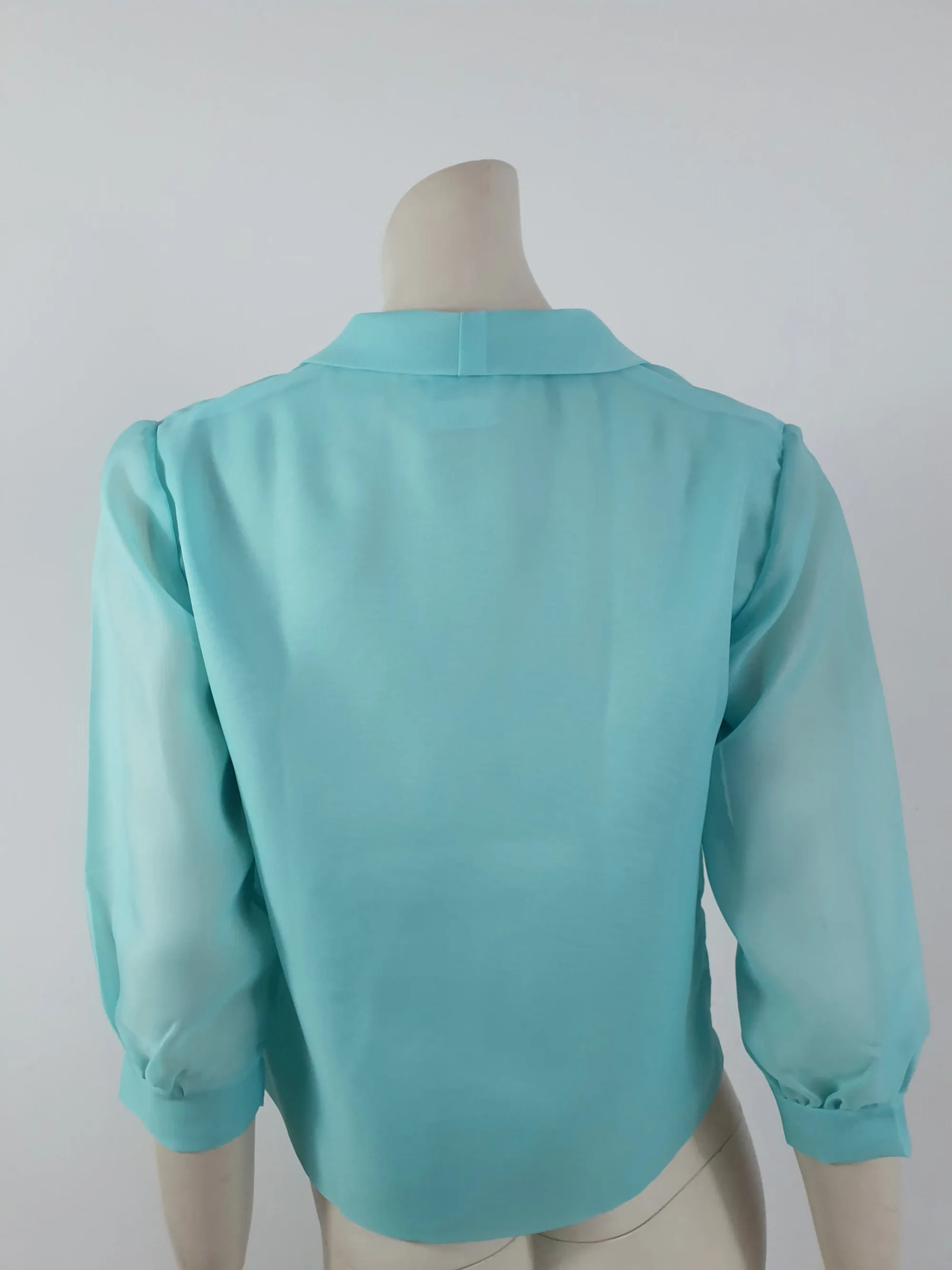 1960s Aqua Blouse With Three-Quarter Sleeves by Contessa - S