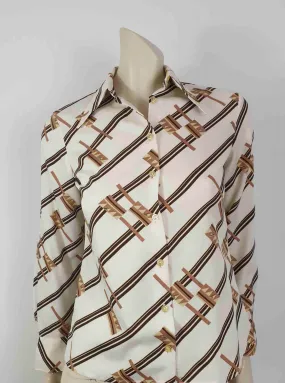 1970s Geometric Print Shirt - S