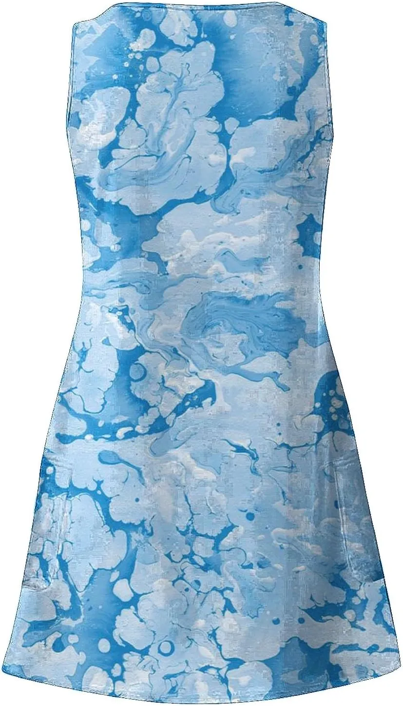 aihihe Summer Dresses for Women 2024 Boho Beach Sundress Loose Fit V Neck Sleeveless Midi Dress Flowy Dress with Pockets