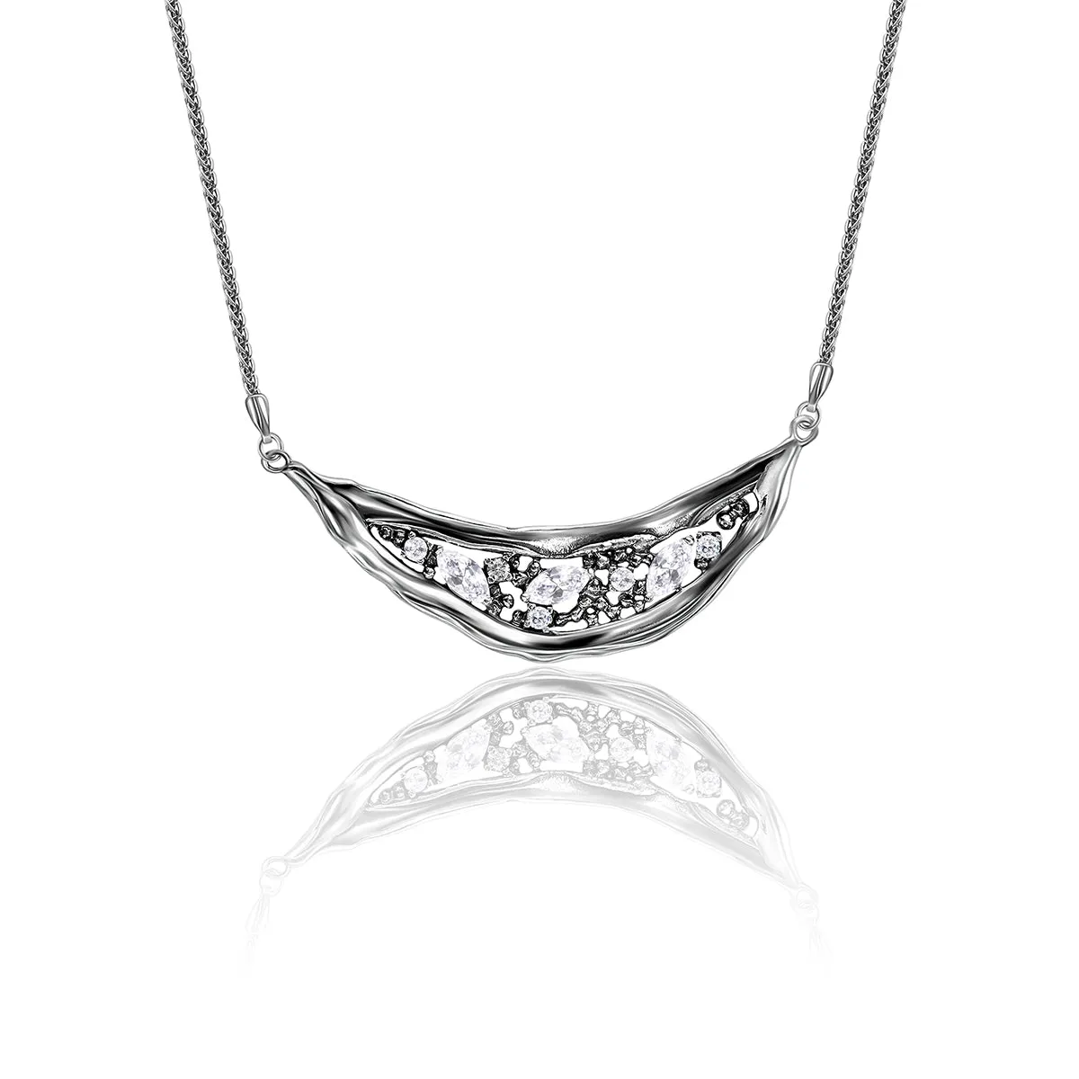 Artistic Sterling Silver Marquise CZ Necklace