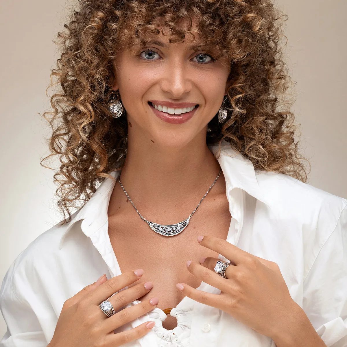 Artistic Sterling Silver Marquise CZ Necklace