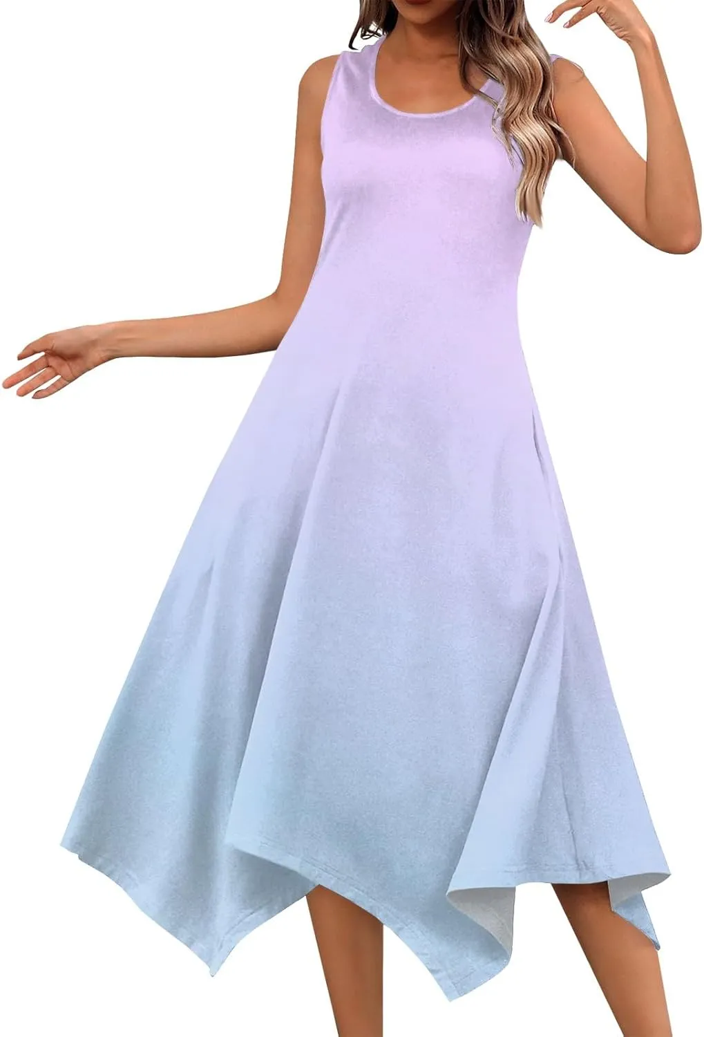 Azeralia Long Spring Dresses for Women 2024 V Neck Maxi Dress Sleeveless Sundress with Pockets Sundresses for Women Plus Size