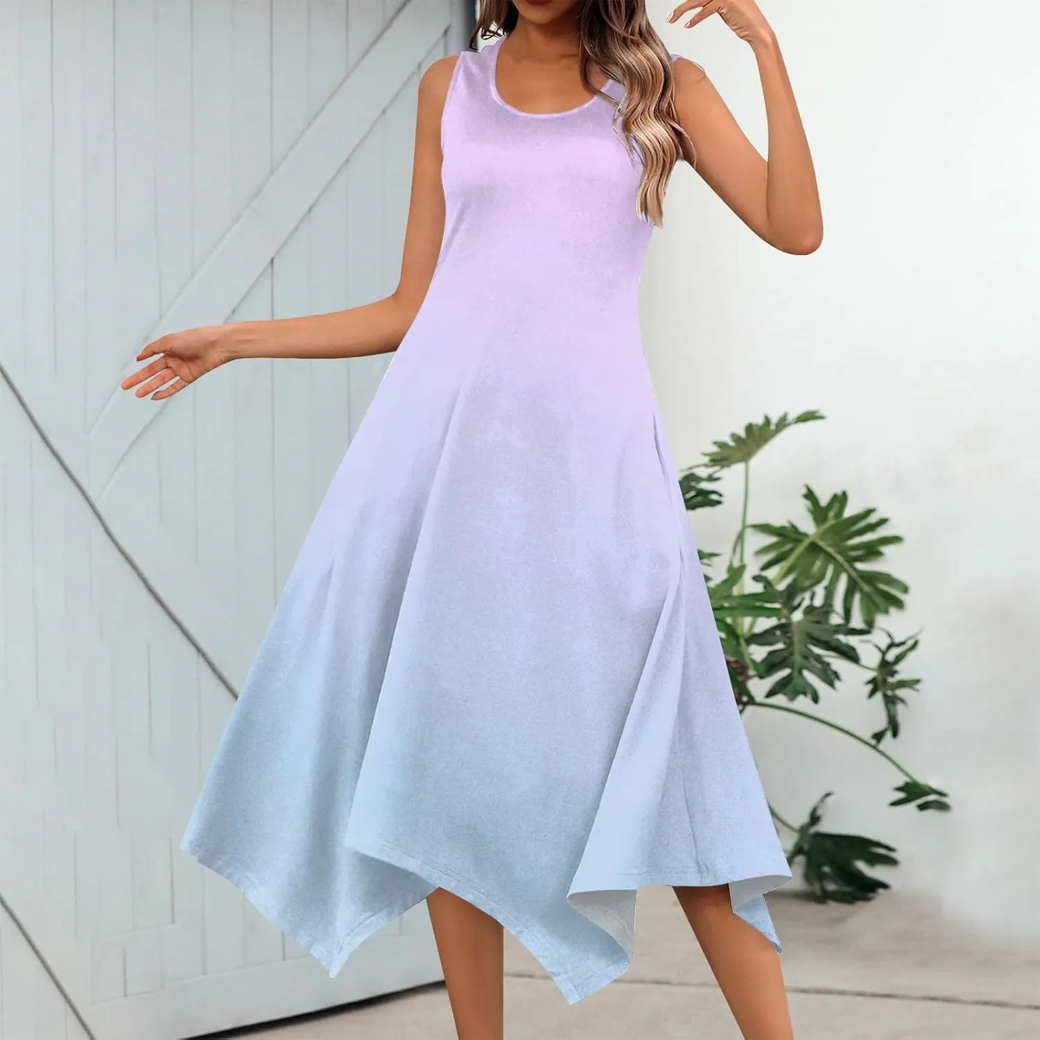 Azeralia Long Spring Dresses for Women 2024 V Neck Maxi Dress Sleeveless Sundress with Pockets Sundresses for Women Plus Size