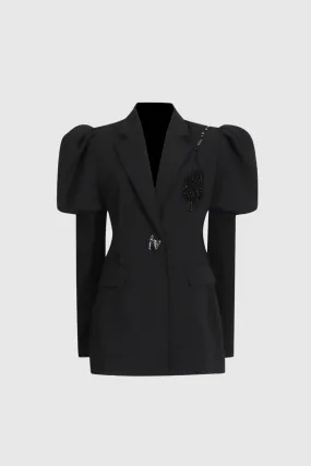 Balloon Sleeve Rhinestone Blazer