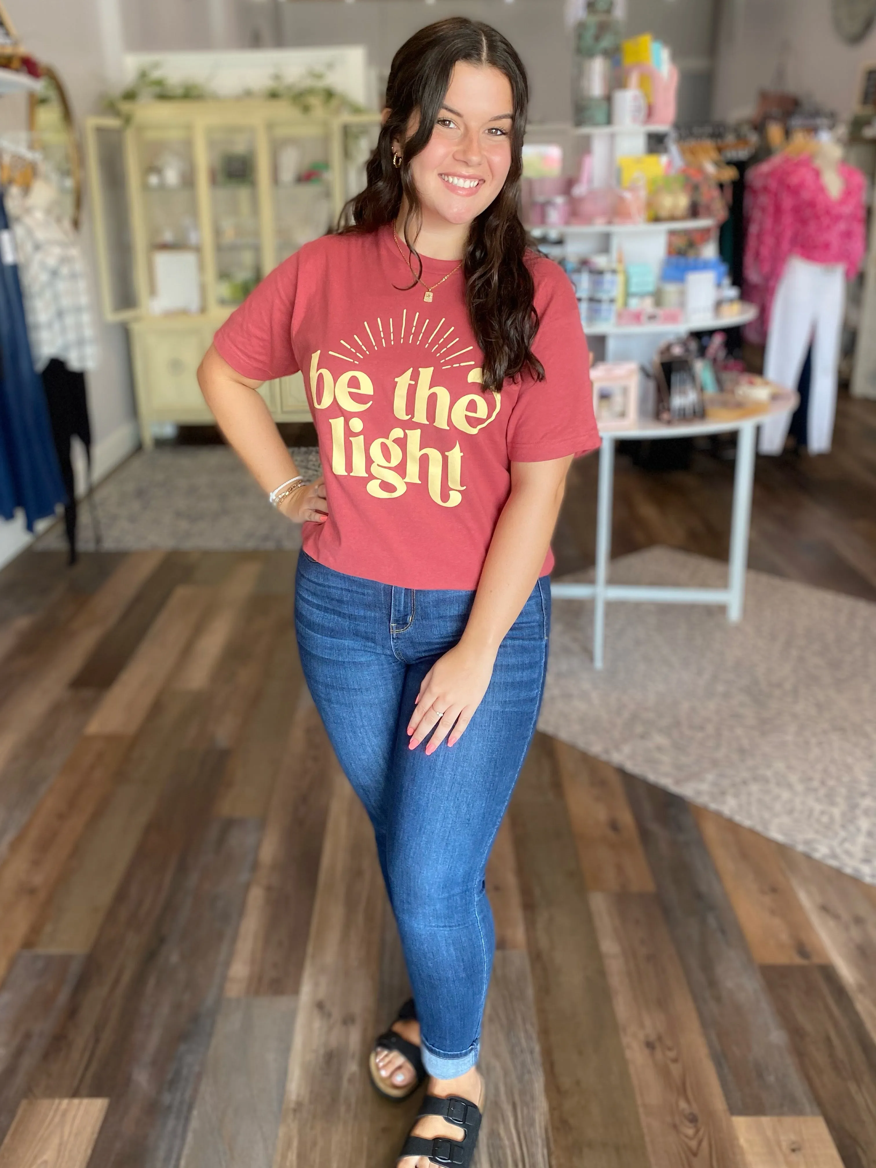 Be The Light Rust Colored Graphic Tee