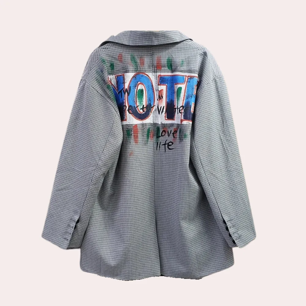 Blazer chic surdimensionné pour femmes avec texte unique - Berthe Collection