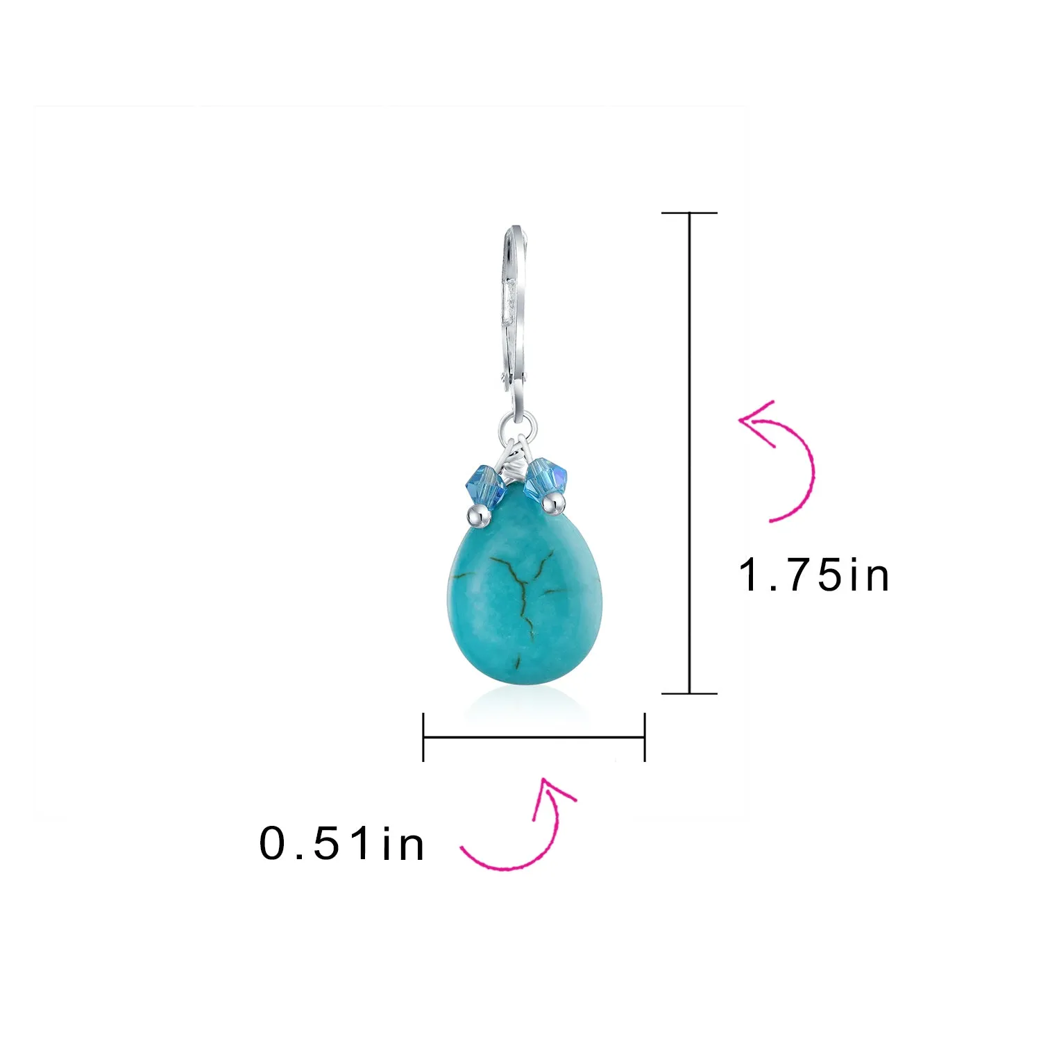 Boho Dangle Gemstone Earrings with Pear Shape Crystal and Turquoise Teardrop