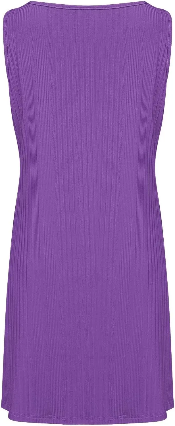 Casual Summer Dresses for Women 2025,Womens Summer Sleeveless Mini Dress Roundneck Loose Fit Tank A Line Beach Dress