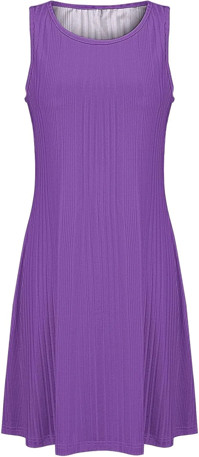 Casual Summer Dresses for Women 2025,Womens Summer Sleeveless Mini Dress Roundneck Loose Fit Tank A Line Beach Dress