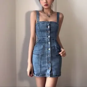 Chicmy M-4XL Large Size Stretch Denim Strap Dress Summer European And American Hot Girls Chic Spaghetti Strap Jeans Sundress Female