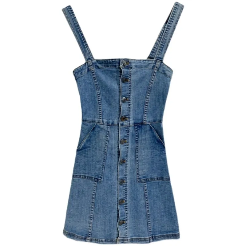 Chicmy M-4XL Large Size Stretch Denim Strap Dress Summer European And American Hot Girls Chic Spaghetti Strap Jeans Sundress Female