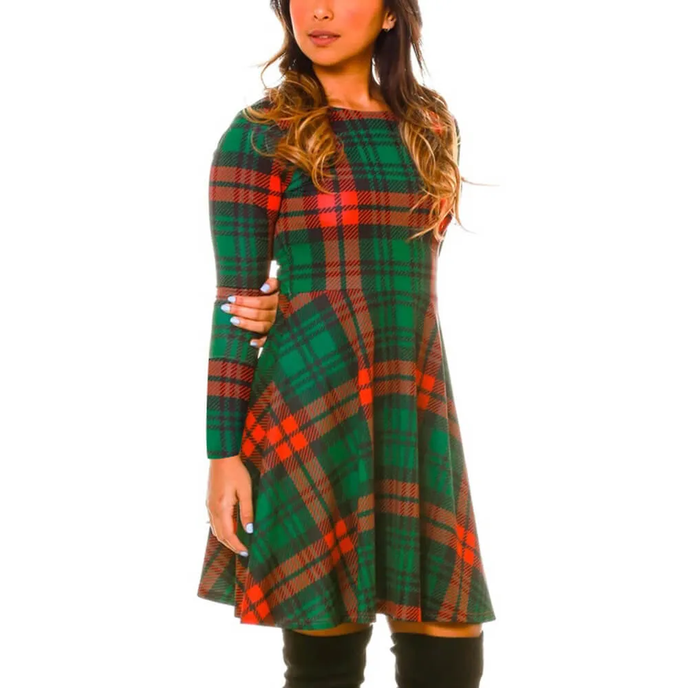 Christmas Cartoon Print A Line Empire Waist Dress