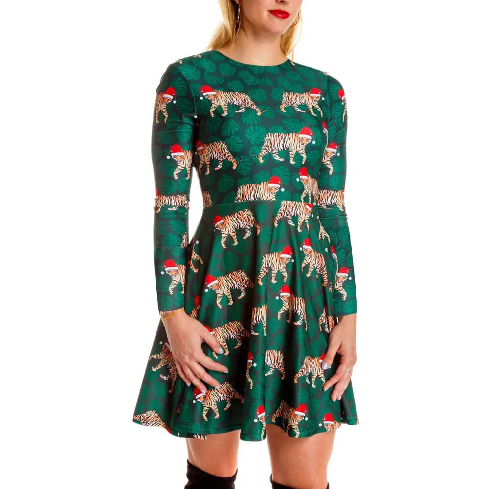 Christmas Cartoon Print A Line Empire Waist Dress