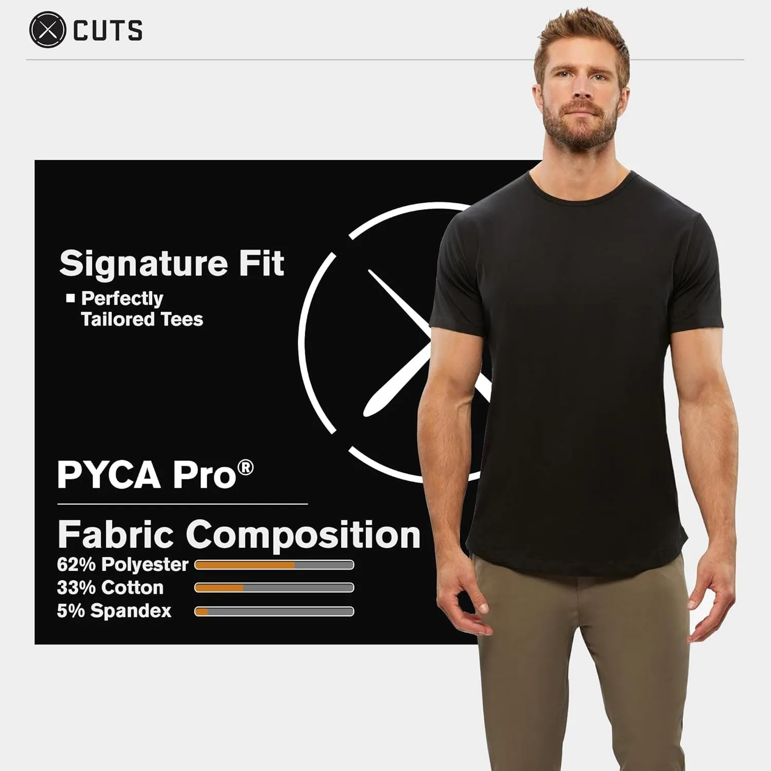 Clothing Men's Premium AO Crew Neck Casual Short Sleeve T-Shirt | Classic Curve Hem | PYCA Pro Soft Fabric