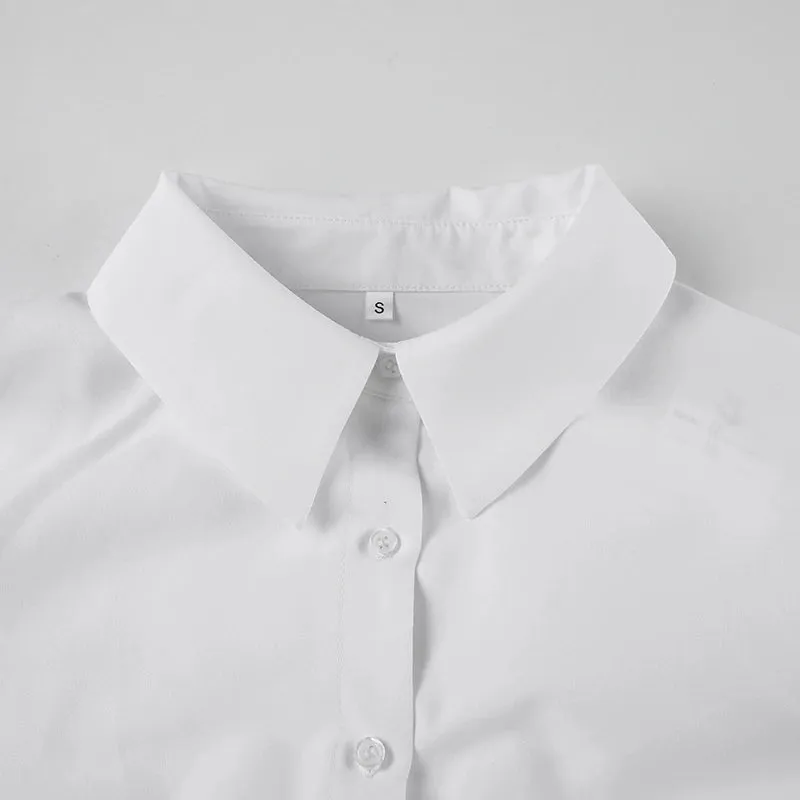 Crossed Polo Collar Crop Top