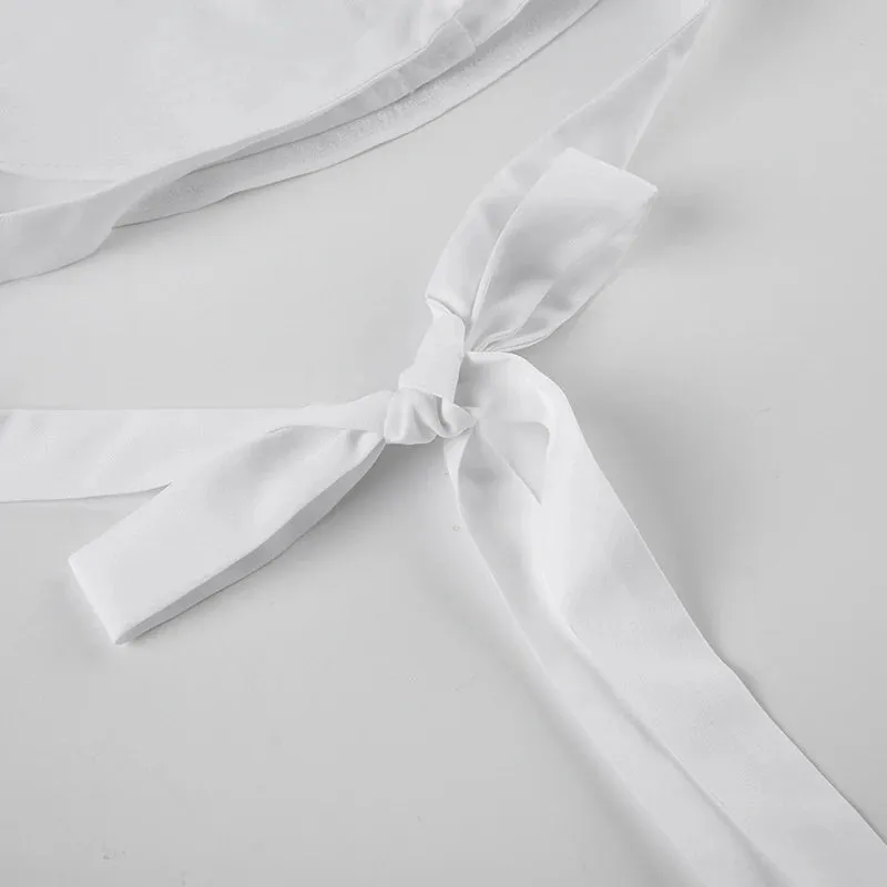 Crossed Polo Collar Crop Top