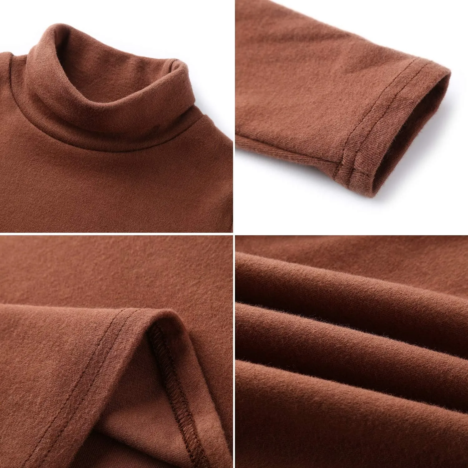 CUNYI Boys Girls Turtleneck Long Sleeve Soft Cotton T-Shirts Solid Color Warm Tee Tops