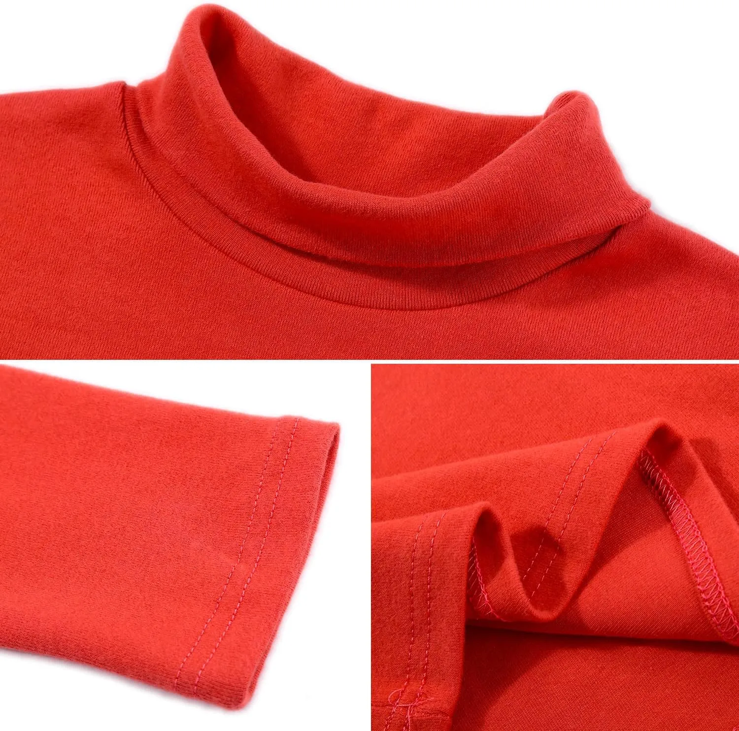 CUNYI Boys Girls Turtleneck Long Sleeve Soft Cotton T-Shirts Solid Color Warm Tee Tops