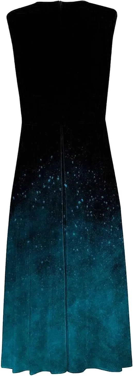 Dresses for Women 2024 Casual Printed Deep V Neck Sundress Elegant High Waist Flowy Swing Maxi Dresses Summer Dress
