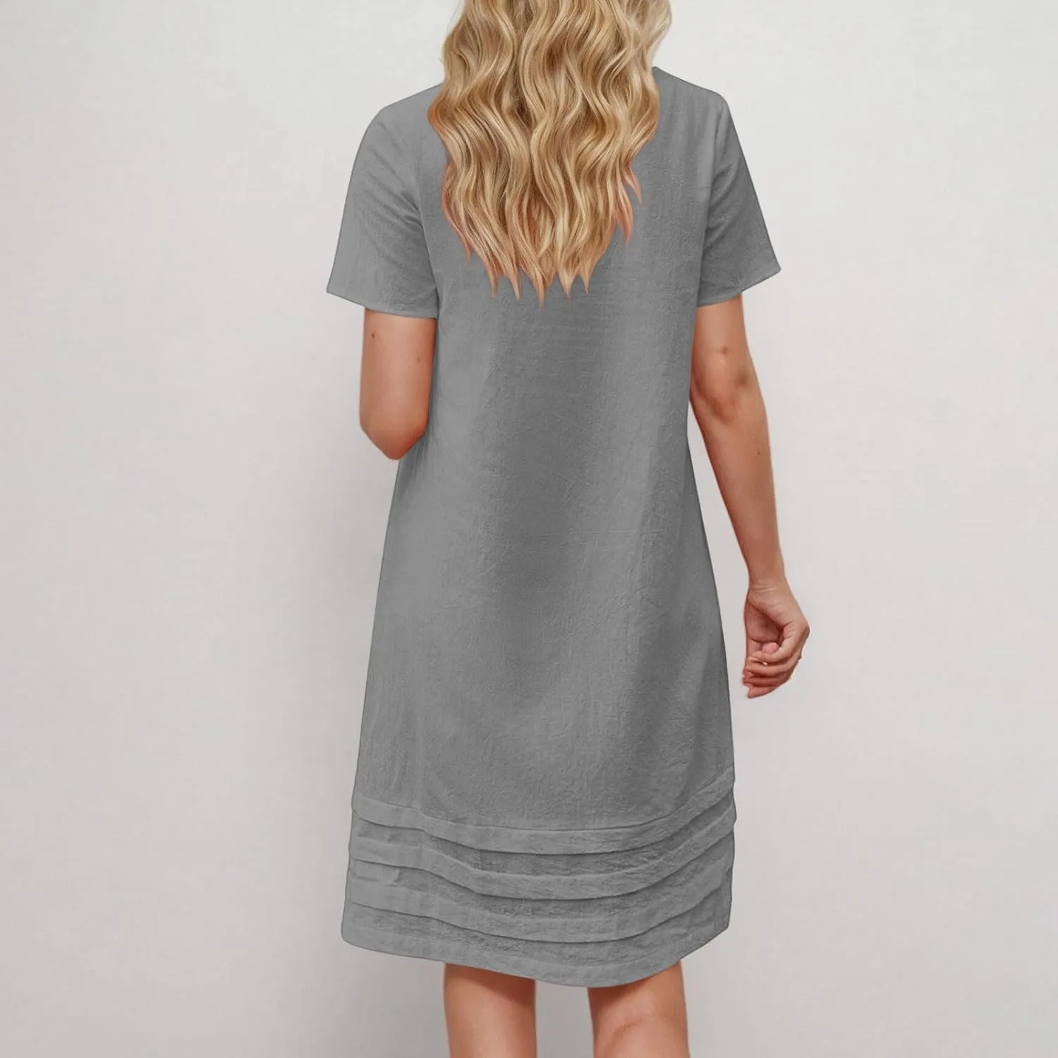 Dresses for Women Casual Summer Short Sleeve Tunic Swing Dress Comfy Loose Fit Travel Work Outfits