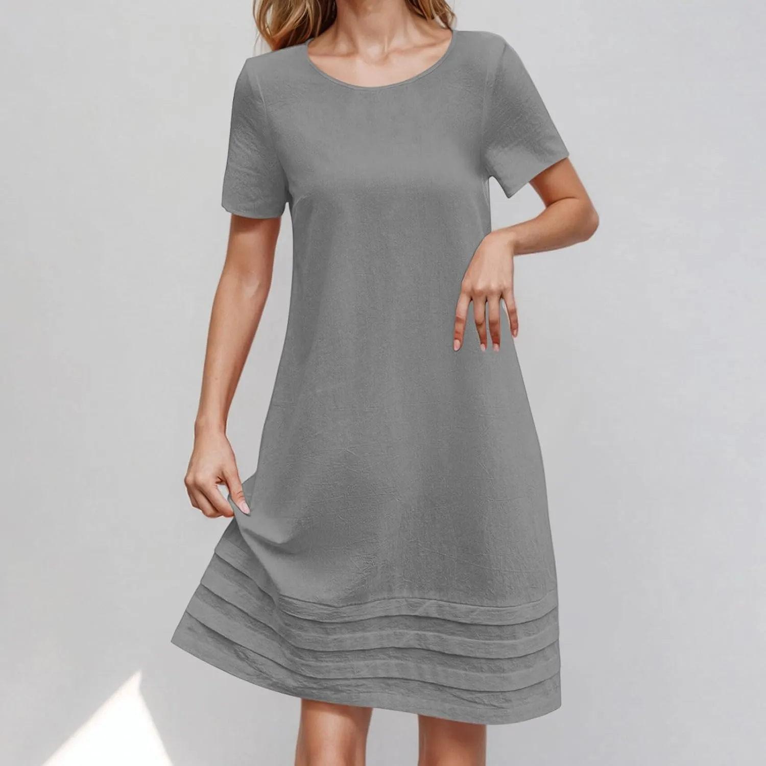 Dresses for Women Casual Summer Short Sleeve Tunic Swing Dress Comfy Loose Fit Travel Work Outfits