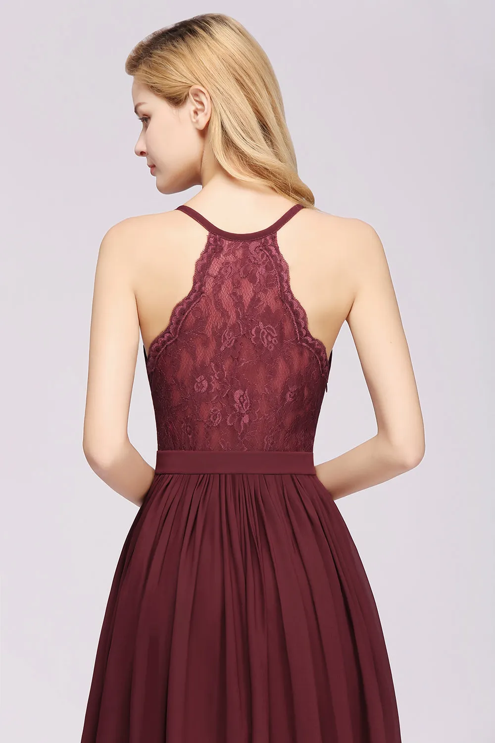 Elegant Long A-line Chiffon V-Neck Chiffon Bridesmaid Dress