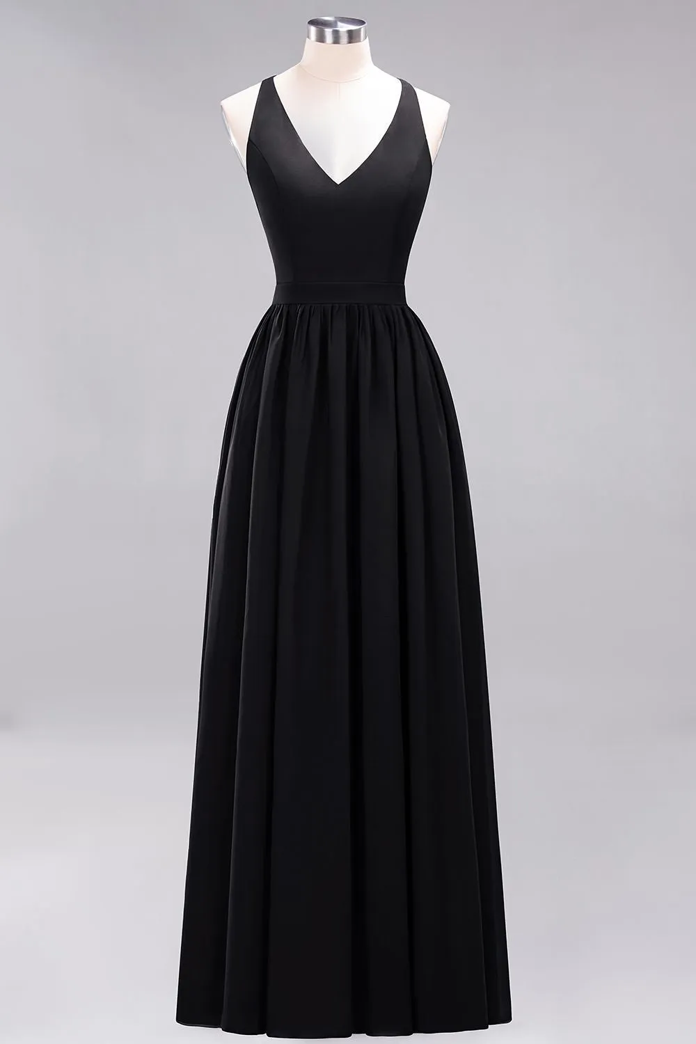 Elegant Long A-line Chiffon V-Neck Chiffon Bridesmaid Dress