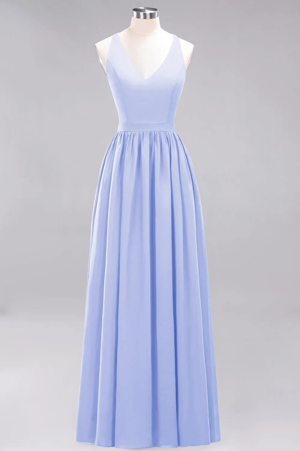 Elegant Long A-line Chiffon V-Neck Chiffon Bridesmaid Dress