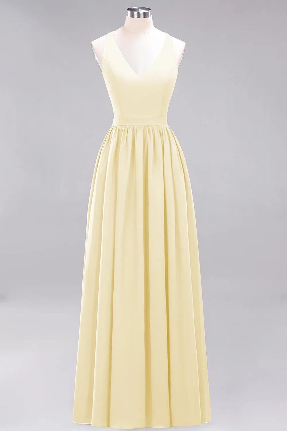 Elegant Long A-line Chiffon V-Neck Chiffon Bridesmaid Dress