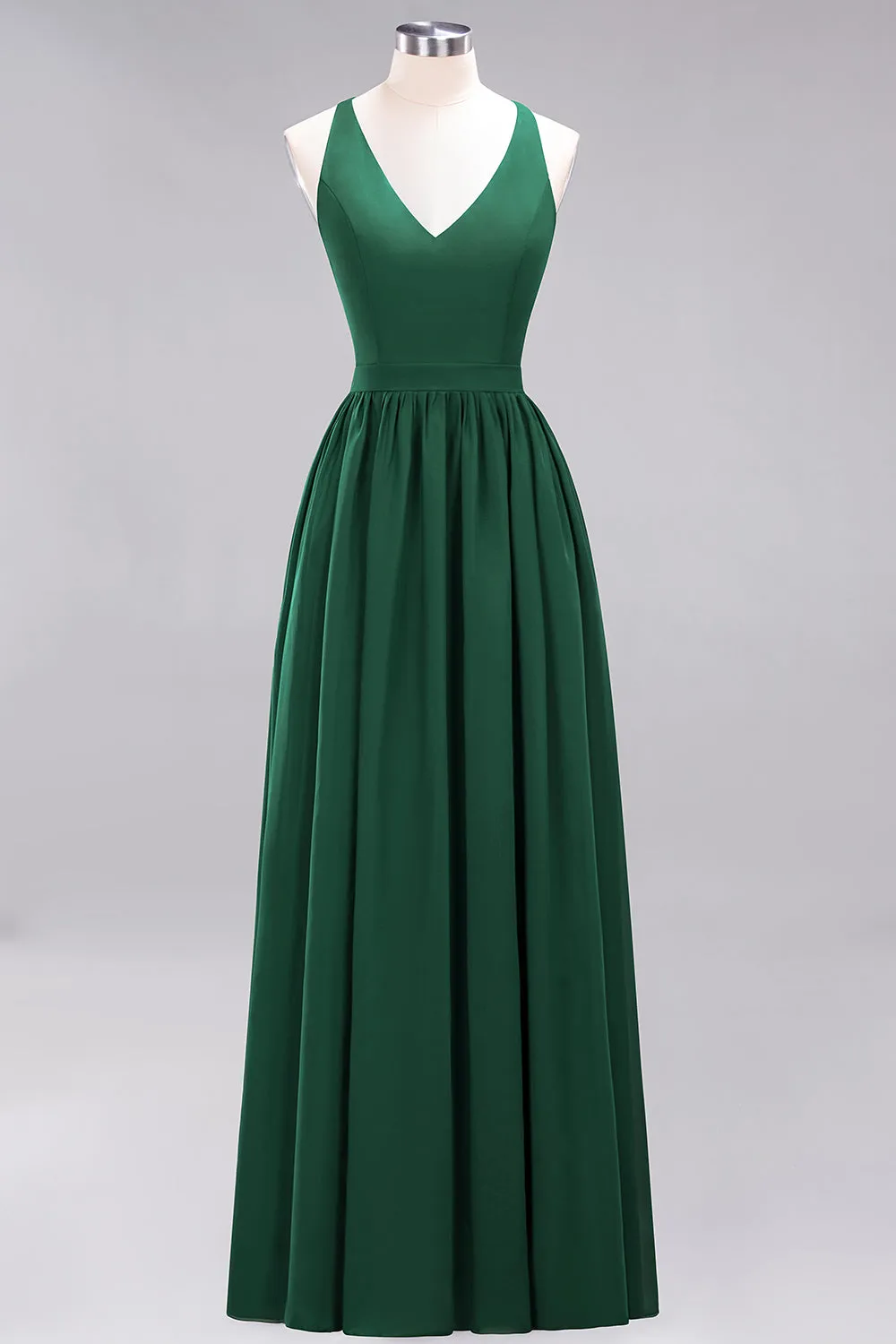 Elegant Long A-line Chiffon V-Neck Chiffon Bridesmaid Dress