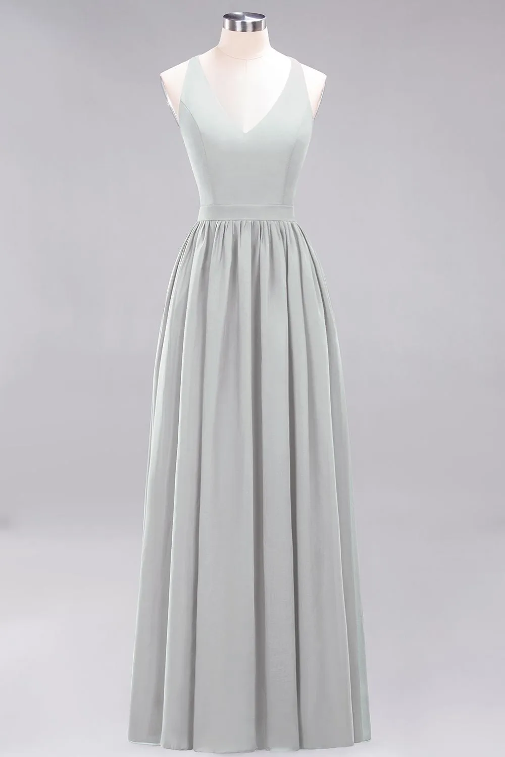 Elegant Long A-line Chiffon V-Neck Chiffon Bridesmaid Dress