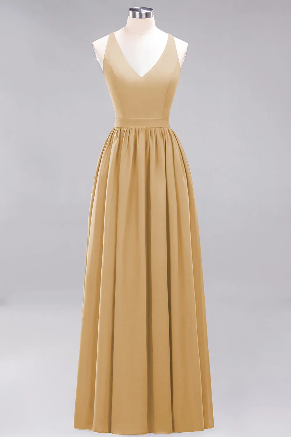 Elegant Long A-line Chiffon V-Neck Chiffon Bridesmaid Dress
