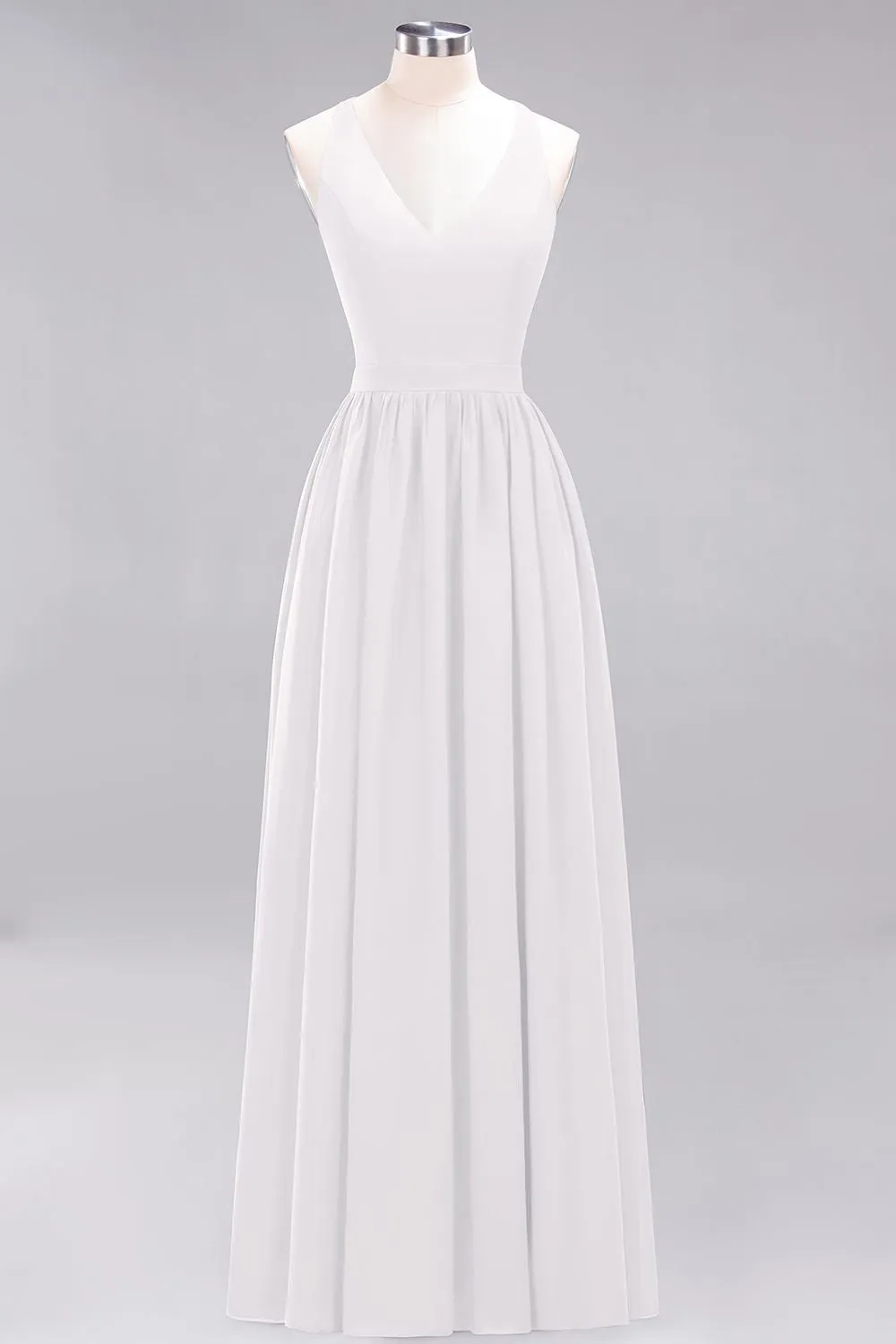 Elegant Long A-line Chiffon V-Neck Chiffon Bridesmaid Dress