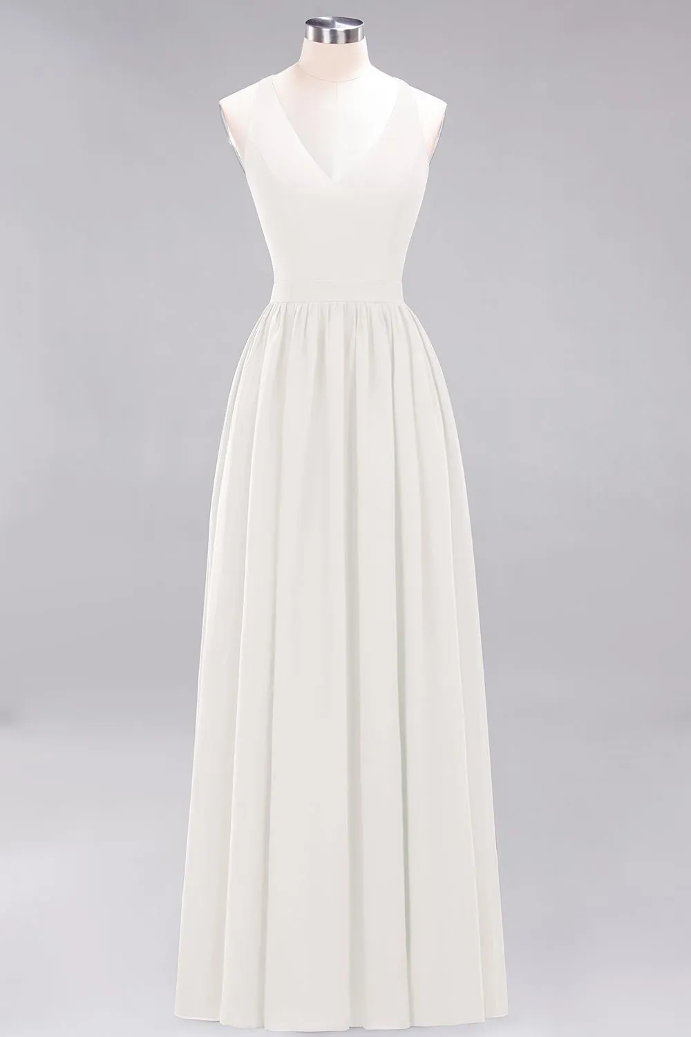 Elegant Long A-line Chiffon V-Neck Chiffon Bridesmaid Dress