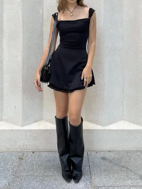 Fashion Chic Bow Party Women Dresses Tank Elegant Sundress Mini Double Layer Summer Dress A-Line Sleeveless Outfits