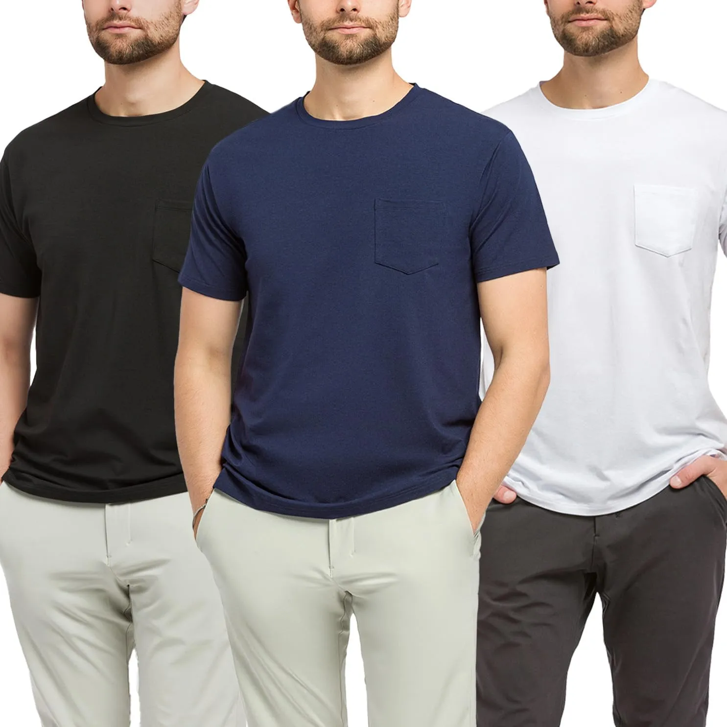 Fishers Finery Men's Soft Cotton Modal Crew Neck Pocket Tee