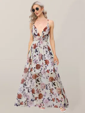 Floral Deep V Neck Maxi Dress for Any Occasion