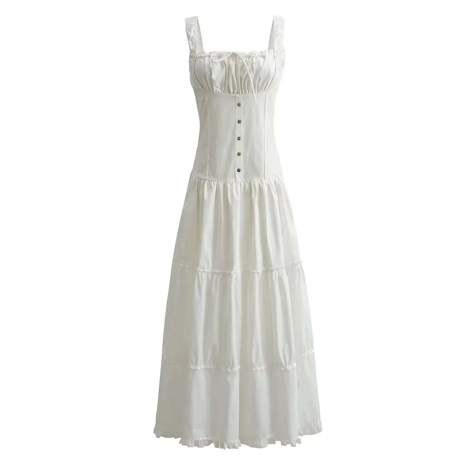 Getadme Bowknot White Summer Women's Dress Elegant Tank Beach Long Sundress Vestidos Sleeveless Holiday Chic Black Slim Maxi Dress 2024