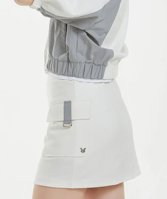 Grained Cargo Pocket Banding Skirt - White