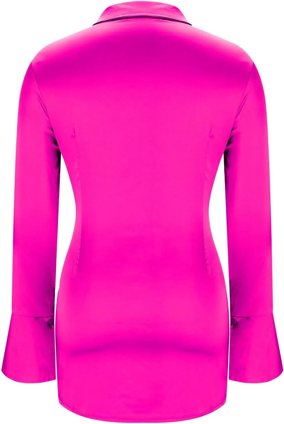 HGps8w Chic Tie Front Satin Silk Shirt Dress for Women Sexy 2025 Summer Long Sleeve Button Up Lapel Cocktail Party Dresses