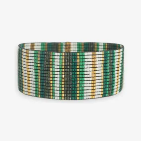 Ink   Alloy Kenzie vertical stripes beaded stretch bracelet green