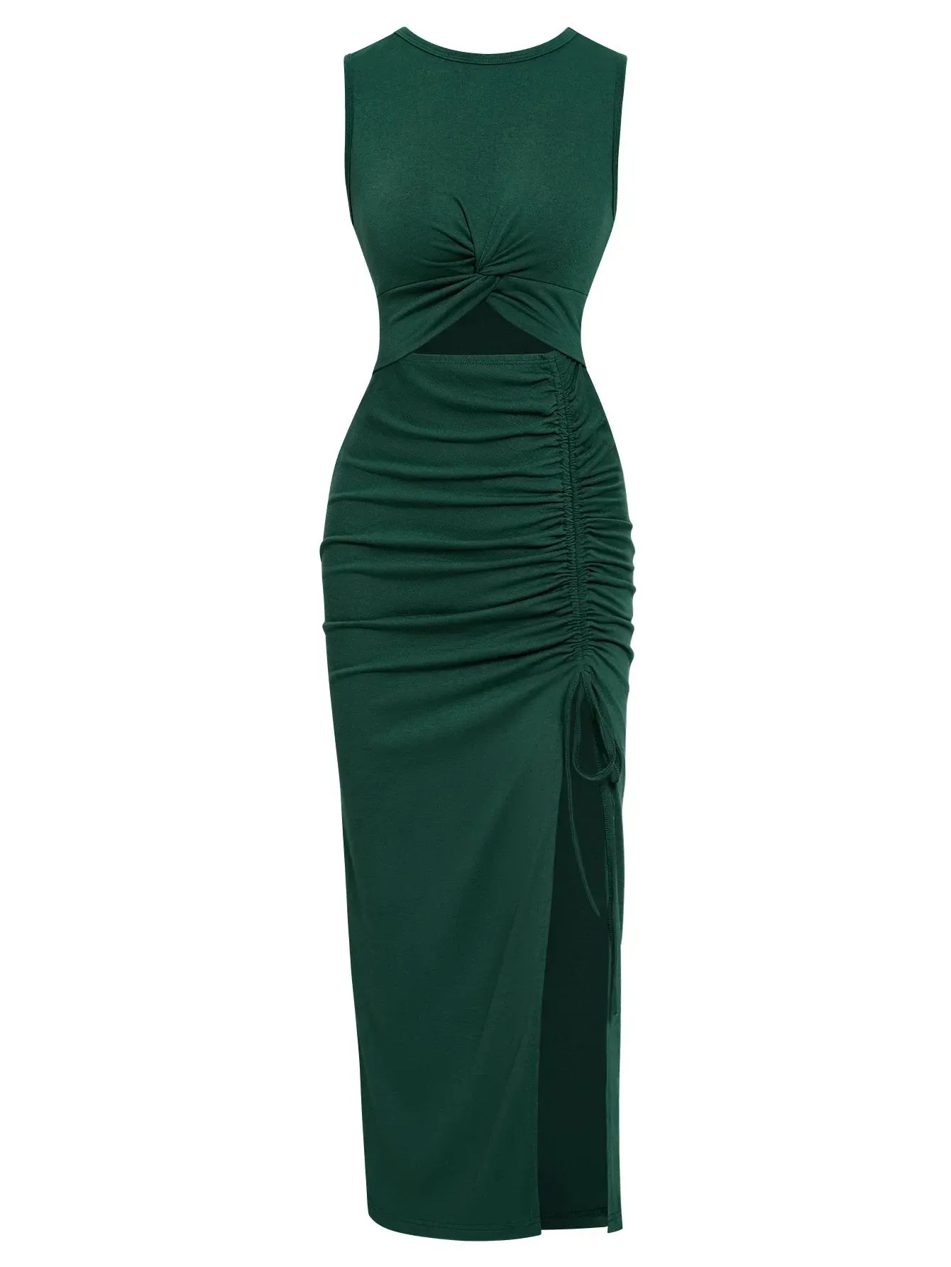 LVSANW 2024 New Maxi Dresses for Women Split Skirt Summer Dress Solid Bodycon Elegant Sexy Outfits Ladies Birthday Party Club Sundress