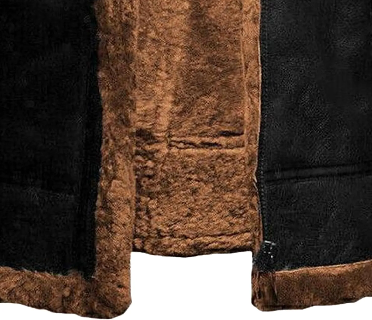 Men Aviator Bomber Coat Faux Shearling Sheepskin Leather Jacket Fur Lined Bomber Jackets Thickening Outercoat