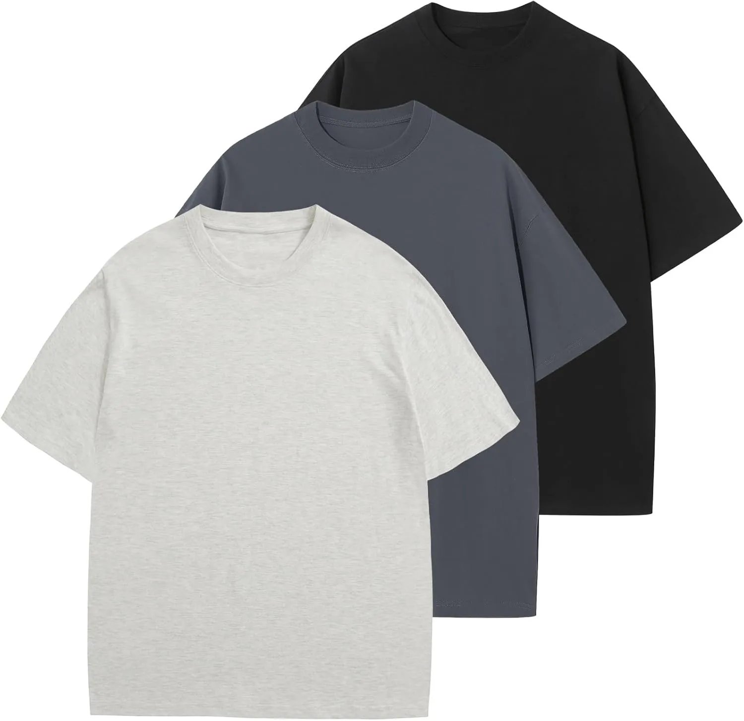 Men's Cotton T-Shirts Oversized Unisex Short Sleeve Crew Neck Loose Basic Tops Solid Athletic Tee