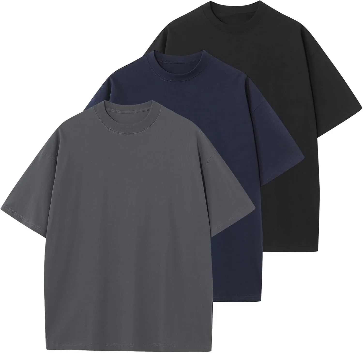 Men's Cotton T-Shirts Oversized Unisex Short Sleeve Crew Neck Loose Basic Tops Solid Athletic Tee