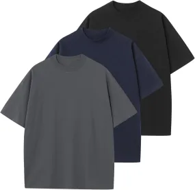 Men's Cotton T-Shirts Oversized Unisex Short Sleeve Crew Neck Loose Basic Tops Solid Athletic Tee