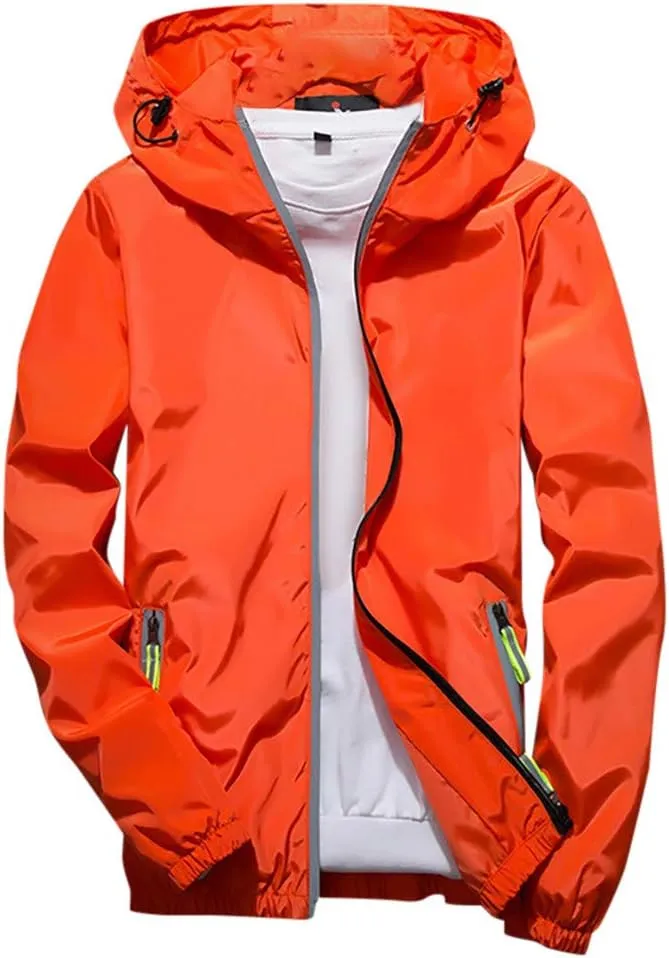 Men's Jackets Lightweight Rain Jacket Windbreaker Shell Raincoat With Hood For Golf Hiking Travel, M-7XL
