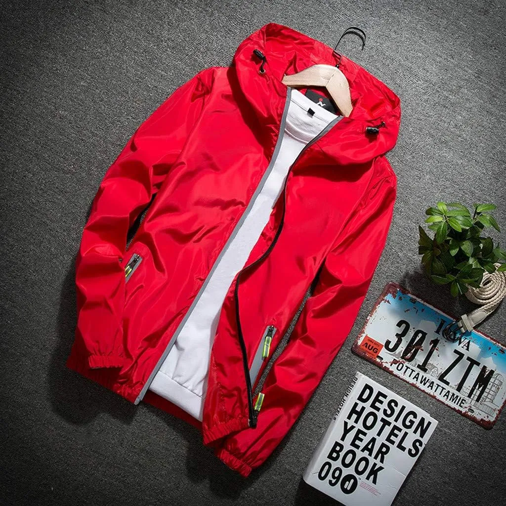 Men's Trench Coat Rain Jacket Windbreaker Lightweight Shell Raincoat With Hood For Golf Hiking Travel, M-7XL