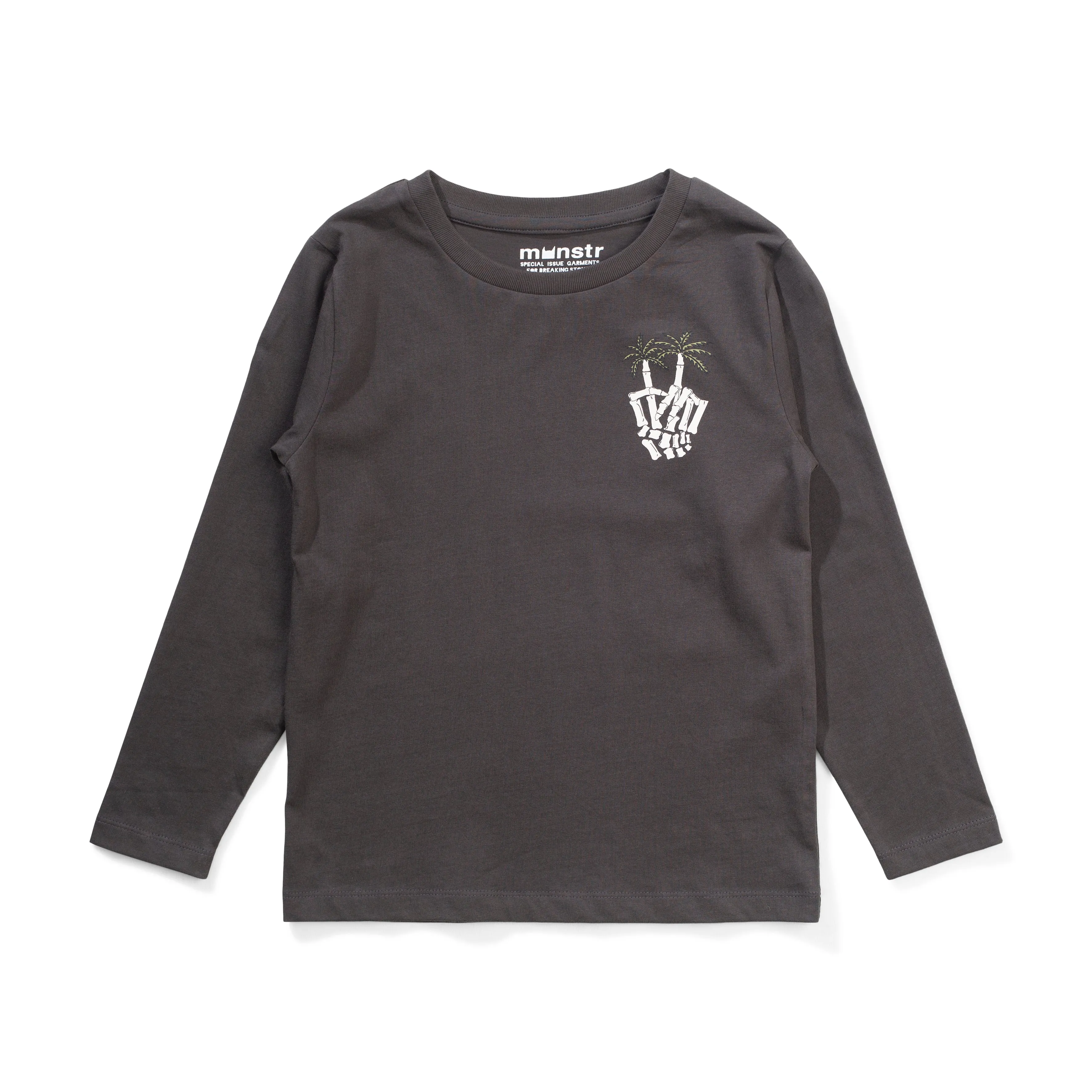 Munster Kids Palm Bones LS Tee - Soft Black