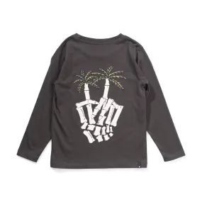 Munster Kids Palm Bones LS Tee - Soft Black